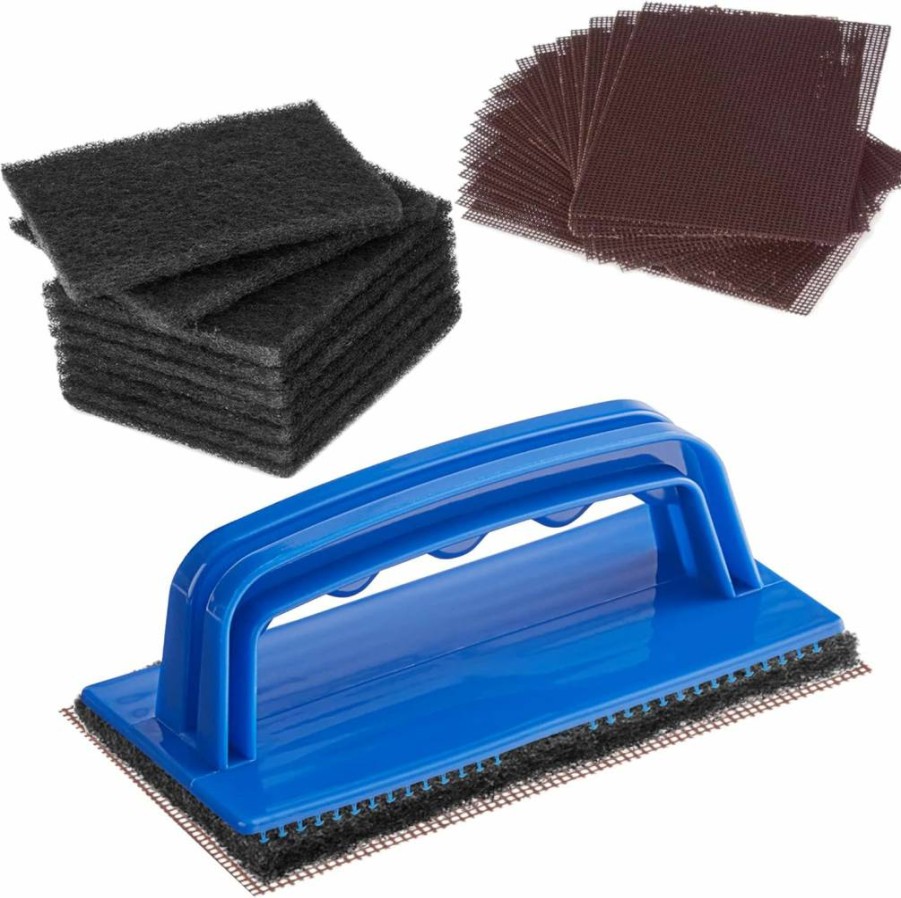 CUSINIUM 31-Piece Grill Cleaning Kit with Screen Holder, 20 Stainless Steel Scrubber Screens & 10 Non-Scratch Cleaning Pads for Griddle Maintenance