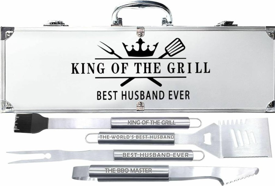Bonsai Tree Brand Stainless Steel BBQ Grill Set - Heavy Duty 4-Piece Barbecue Gift Set for Uncle, Father's Day Present from Niece or Nephew