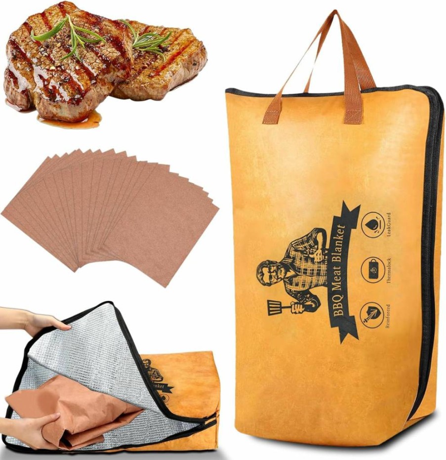 ZYFLSIYU 21-Inch BBQ Meat Resting Blanket, 4-Layer Insulated Cover for Brisket, Pork, Turkey – Heavy Duty with Handle & Wide Zipper
