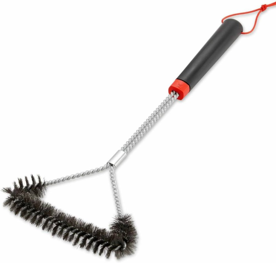 Weber 18-Inch Heavy-Duty 3-Sided Grill Brush for BBQ Cleaning
