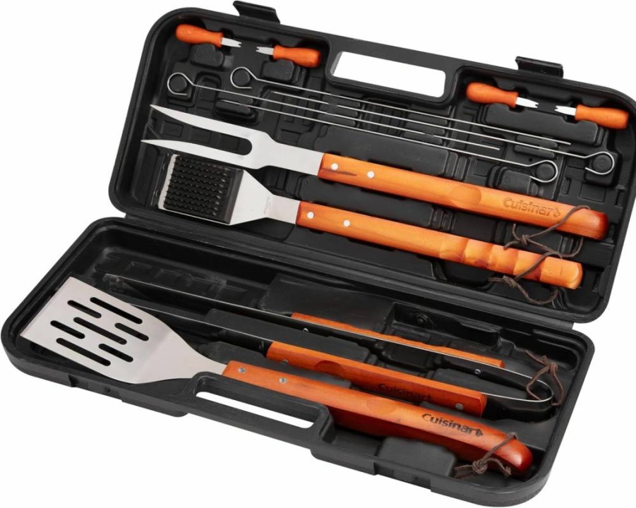 Cuisinart 13-Piece BBQ Grill Tool Set with Stainless Steel Utensils, Spatula, Tongs, Cleaning Brush & Recycled Plastic Case – Perfect Grilling Gifts for Men