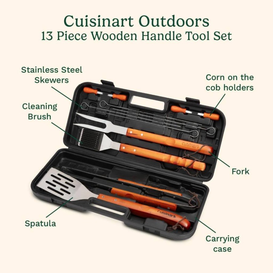 Cuisinart 13-Piece BBQ Grill Tool Set with Stainless Steel Utensils, Spatula, Tongs, Cleaning Brush & Recycled Plastic Case – Perfect Grilling Gifts for Men