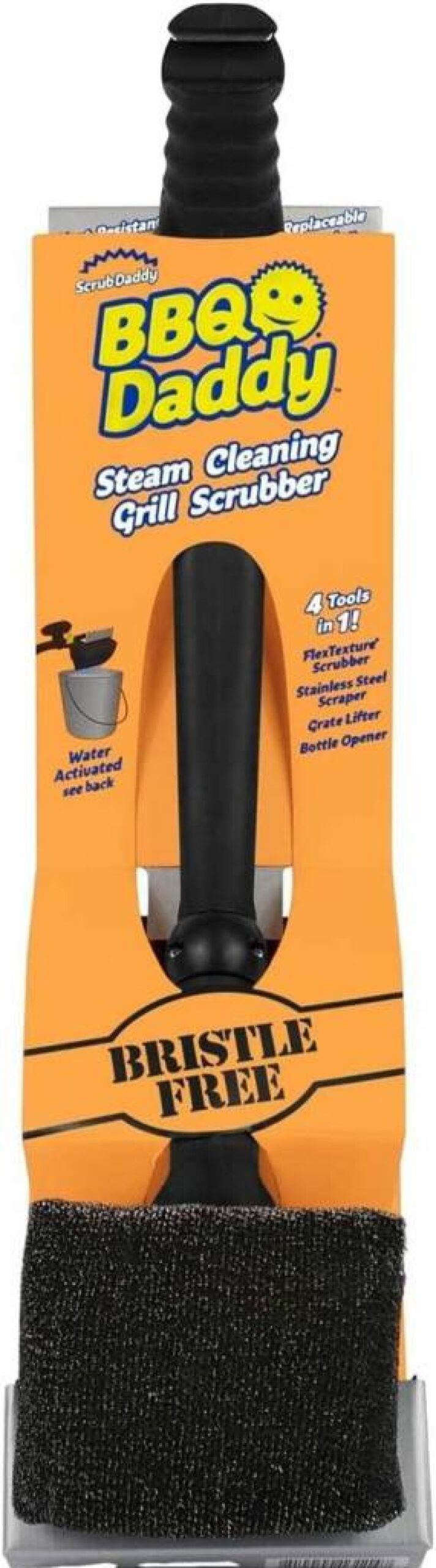 Scrub Daddy Grill Brush - Bristle-Free BBQ Scraper for Outdoor Grills - Temperature-Activated Scrubbing Power to Remove Charred Buildup - Heavy Duty Grill Cleaning Tool