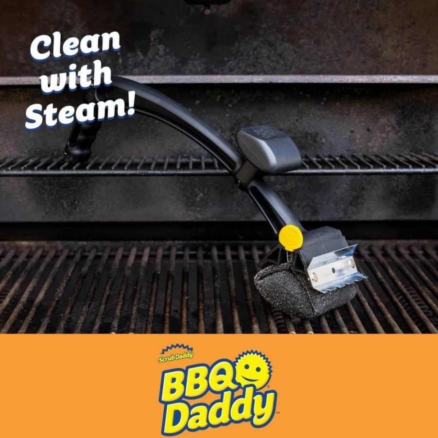 Scrub Daddy Grill Brush - Bristle-Free BBQ Scraper for Outdoor Grills - Temperature-Activated Scrubbing Power to Remove Charred Buildup - Heavy Duty Grill Cleaning Tool