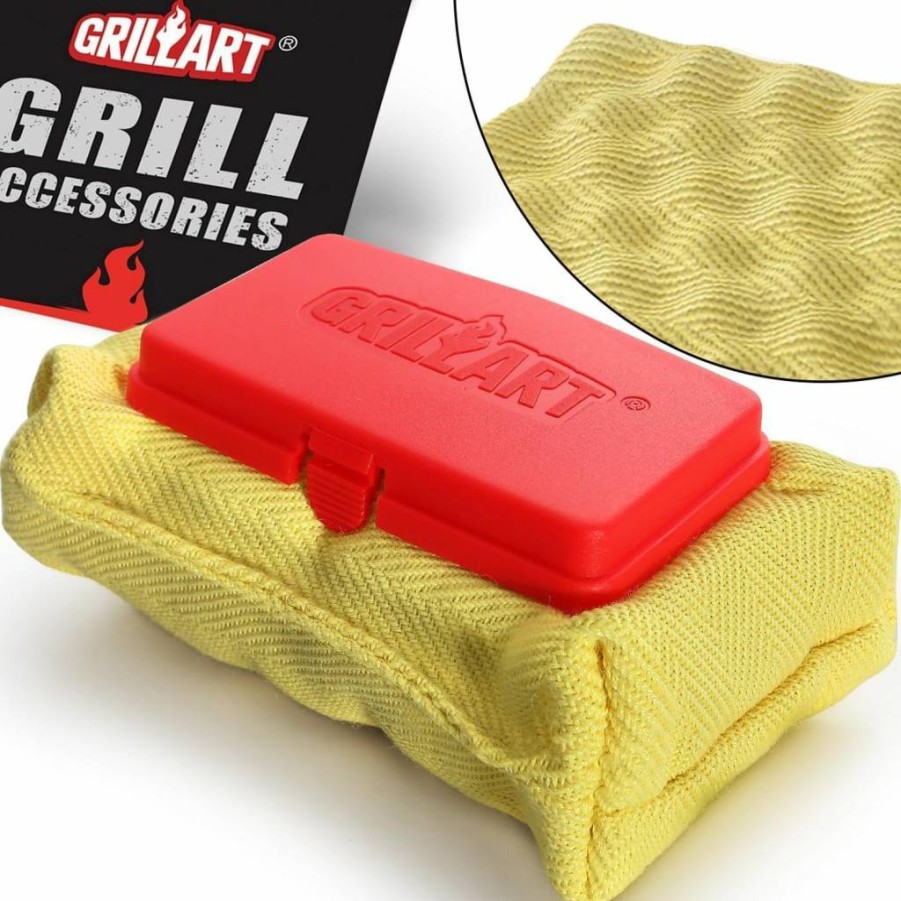 GRILLART Bristle-Free BBQ Grill Brush with Replaceable Steam Cleaning Head, Seamless Scraper for Cast Iron & Stainless Steel Grates, Safe Grill Cleaner Tool - Red