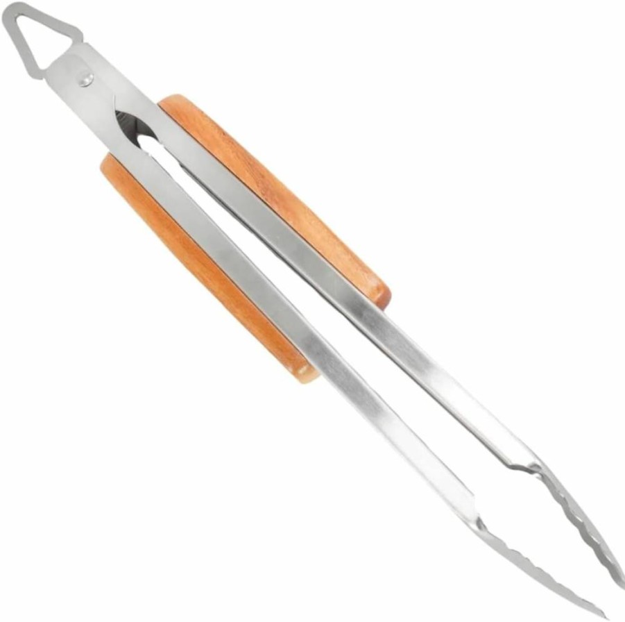 BBQ-Aid 3-Piece Heavy Duty Stainless Steel BBQ Tool Set with Solid Wood Handles - Grill Tongs, Spatula, and Fork - Perfect Barbecue Accessories Gift
