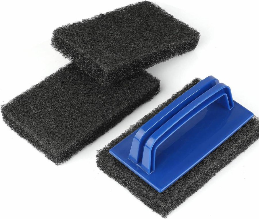 LIOUXUE Heavy Duty Grill Cleaning Kit - Scrubber, Scouring Pad & Handle for Blackstone, Gas, Charcoal Grills, Cast Iron Cookware, Oven, Stovetop Grate
