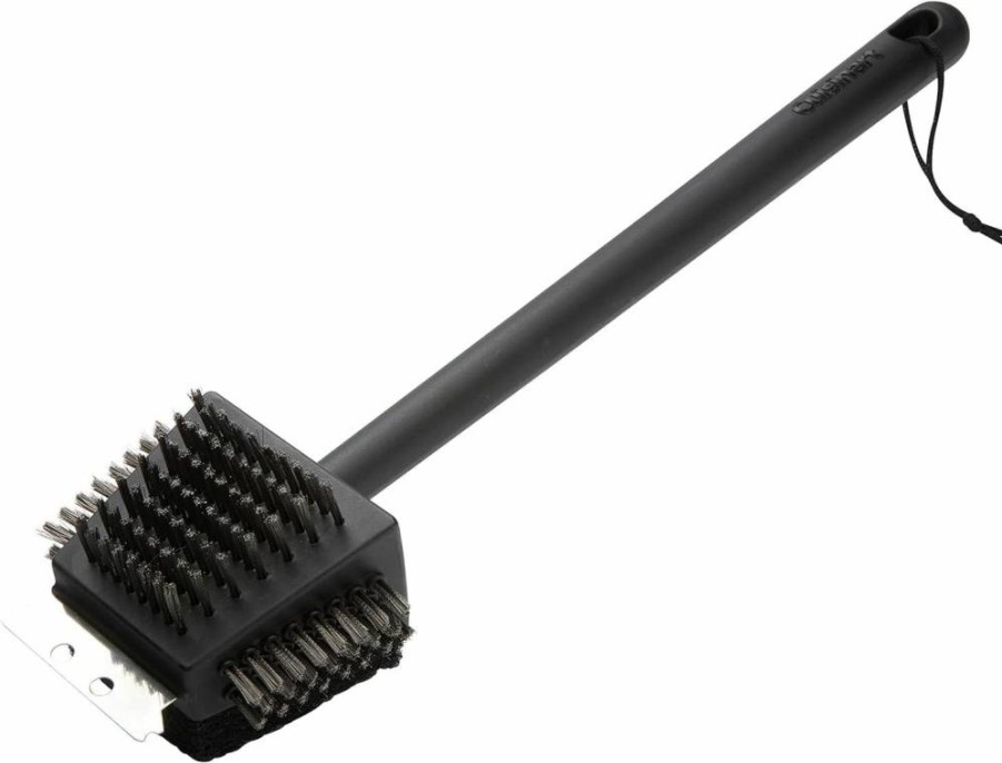Cuisinart CCB-4125 4-in-1 Grill Cleaning Brush with Stainless Steel Bristles, Scour Pad, Scraper, and 13-Inch Handle for BBQ Maintenance