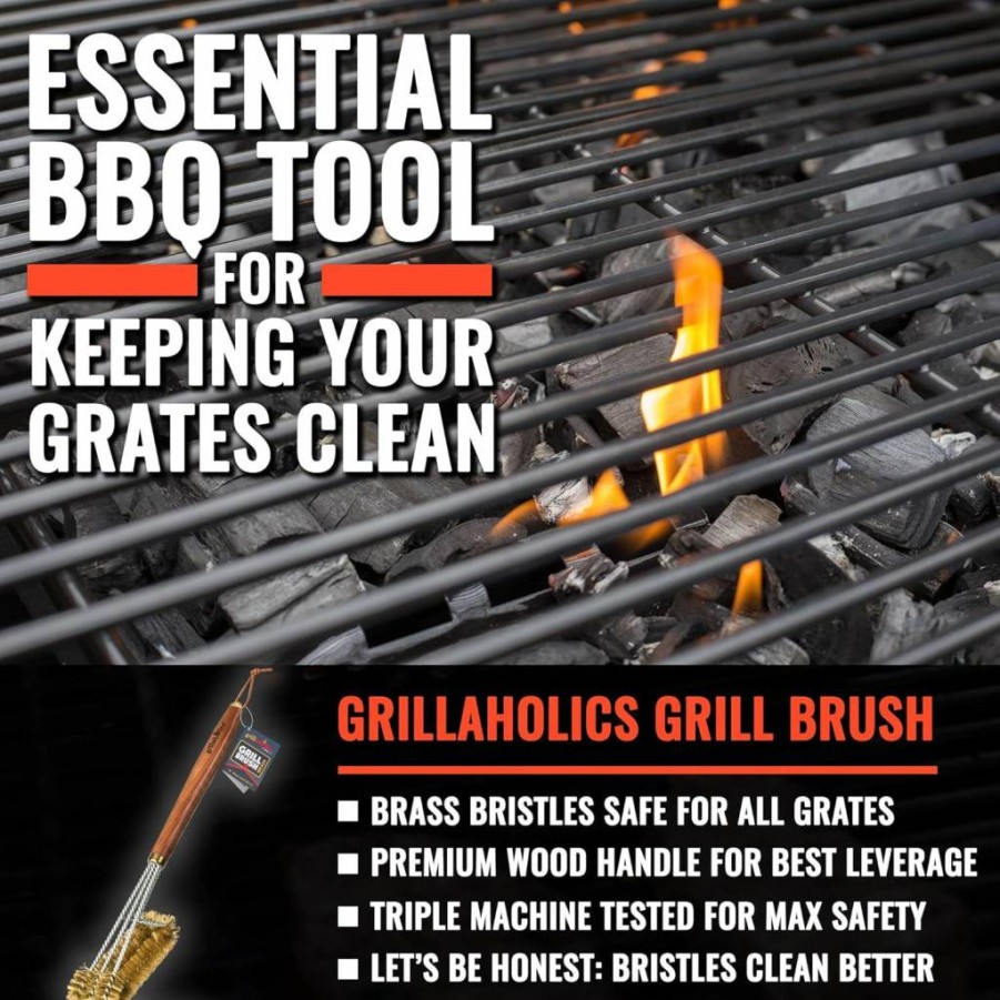 Grillaholics Nylon Grill Brush - Bristle-Free Scrubber with Cold Scrub Technology for Safe Grilling - Lifetime Warranty