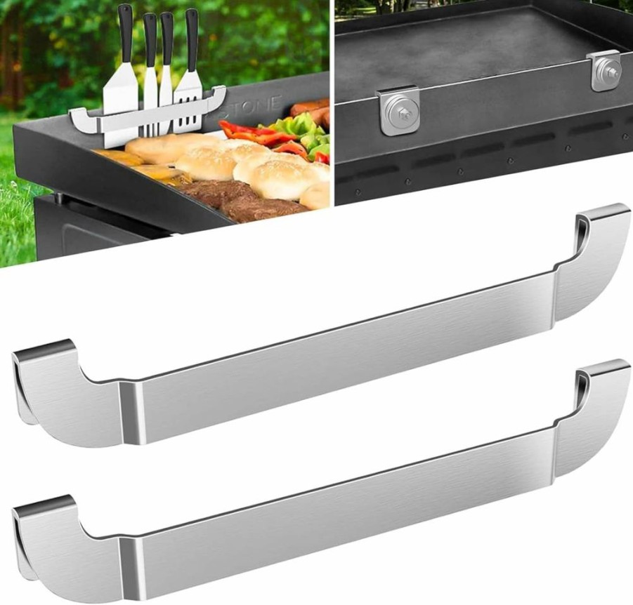 ZHSX 10 Inch Magnetic Spatula Holder, Stainless Steel Grill Tool Rack for Blackstone Griddle & BBQ Accessories (2-Pack)