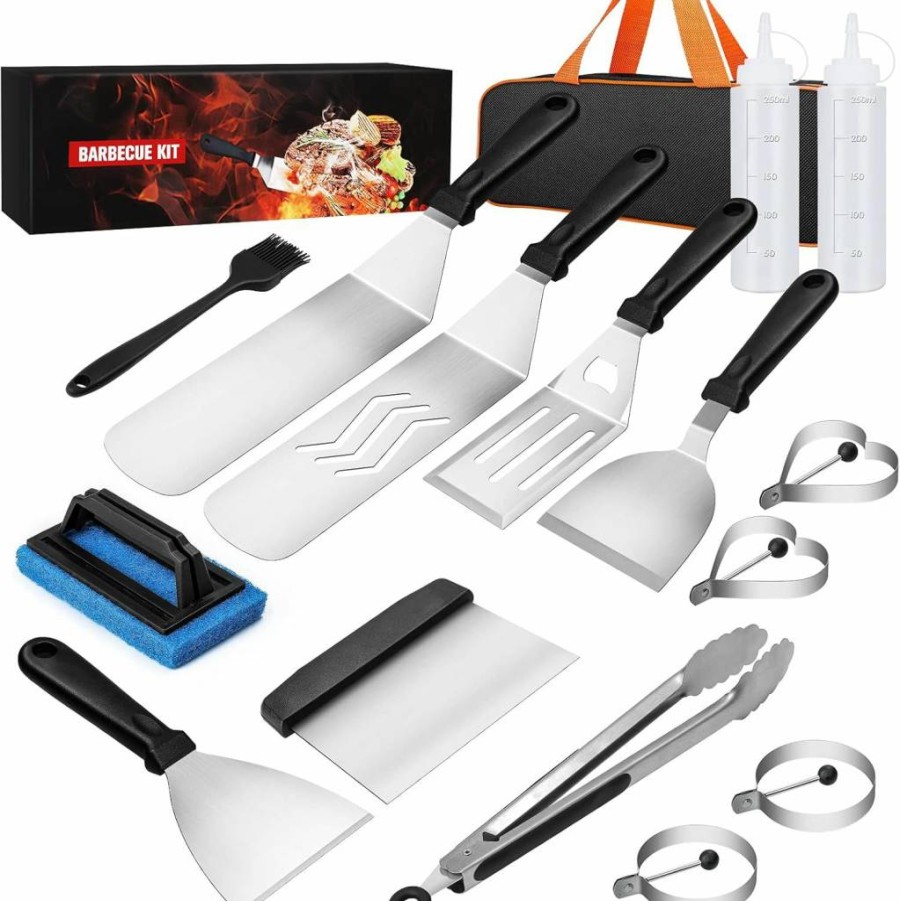 XOOHP 16-Piece Blackstone Griddle Accessories Kit with Spatulas, Scrapers, Cleaning Tools & Carry Bag for Outdoor BBQ, Camping, Teppanyaki & Flat Top Grilling