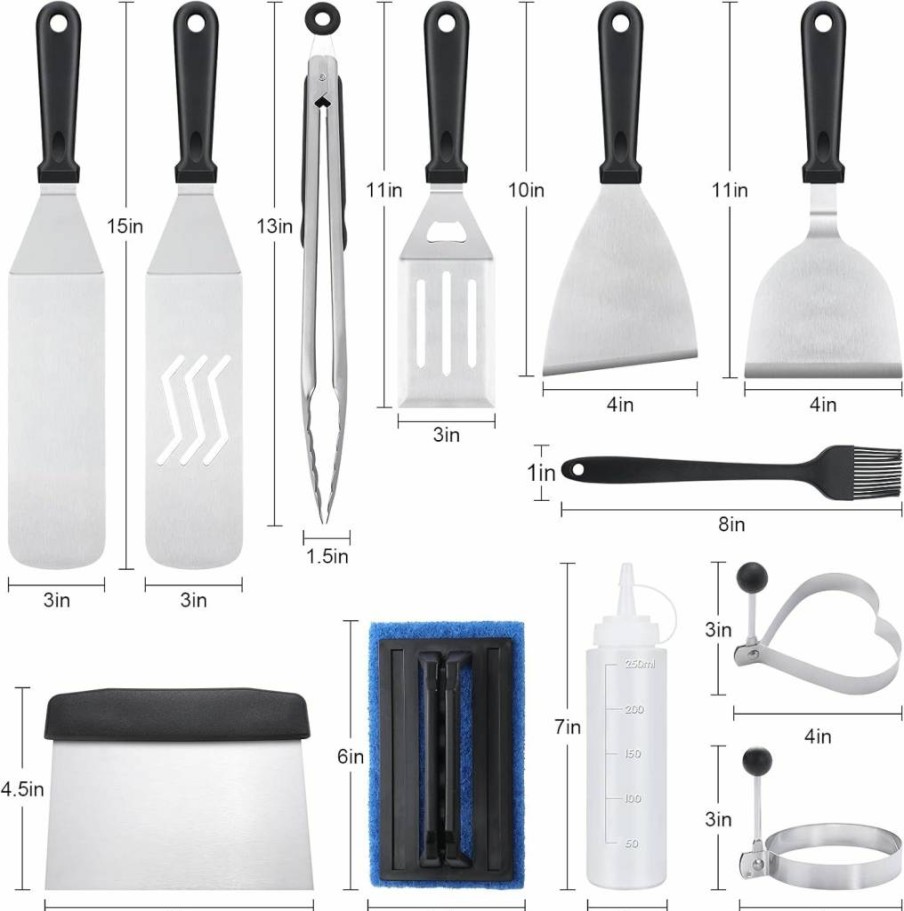XOOHP 16-Piece Blackstone Griddle Accessories Kit with Spatulas, Scrapers, Cleaning Tools & Carry Bag for Outdoor BBQ, Camping, Teppanyaki & Flat Top Grilling