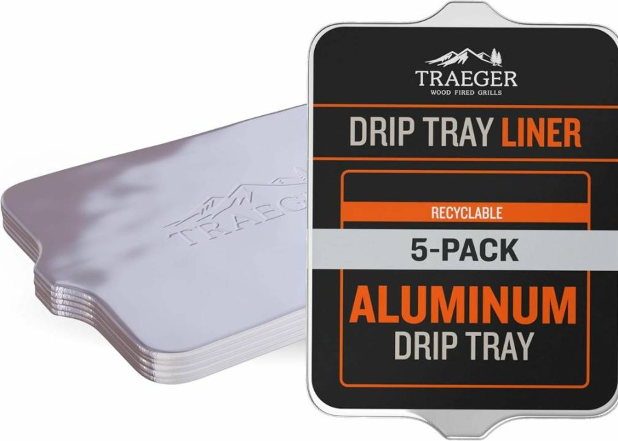 Traeger Bac507 Disposable Aluminum Drip Tray Liners 5-Pack - Heat-Resistant Grill Accessory for Pro 575, Pro 22, Elite 22 (22 x 15.5 Inches)