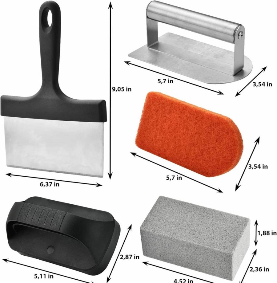 RTT Heavy Duty 15-Piece Blackstone Griddle Cleaning Kit - Grill Stone, Scraper & Stainless Steel Brush for Flat Top Grill - Easy to Use Grill Cleaner Set