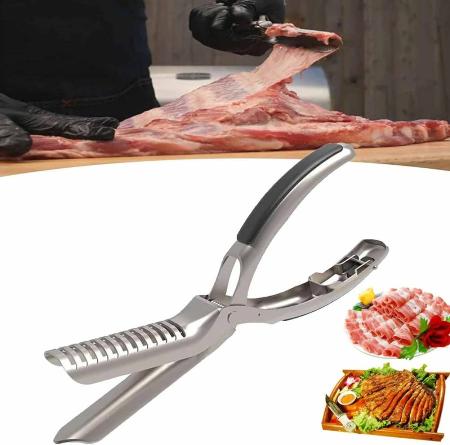 Donpidd Rib Prep Pro - Professional Stainless Steel Rib Membrane Remover Tool with Ergonomic Handle for BBQ, Chefs, and Home Cooks - Durable Precision Cutter for Easy Meat Preparation (1-Piece)