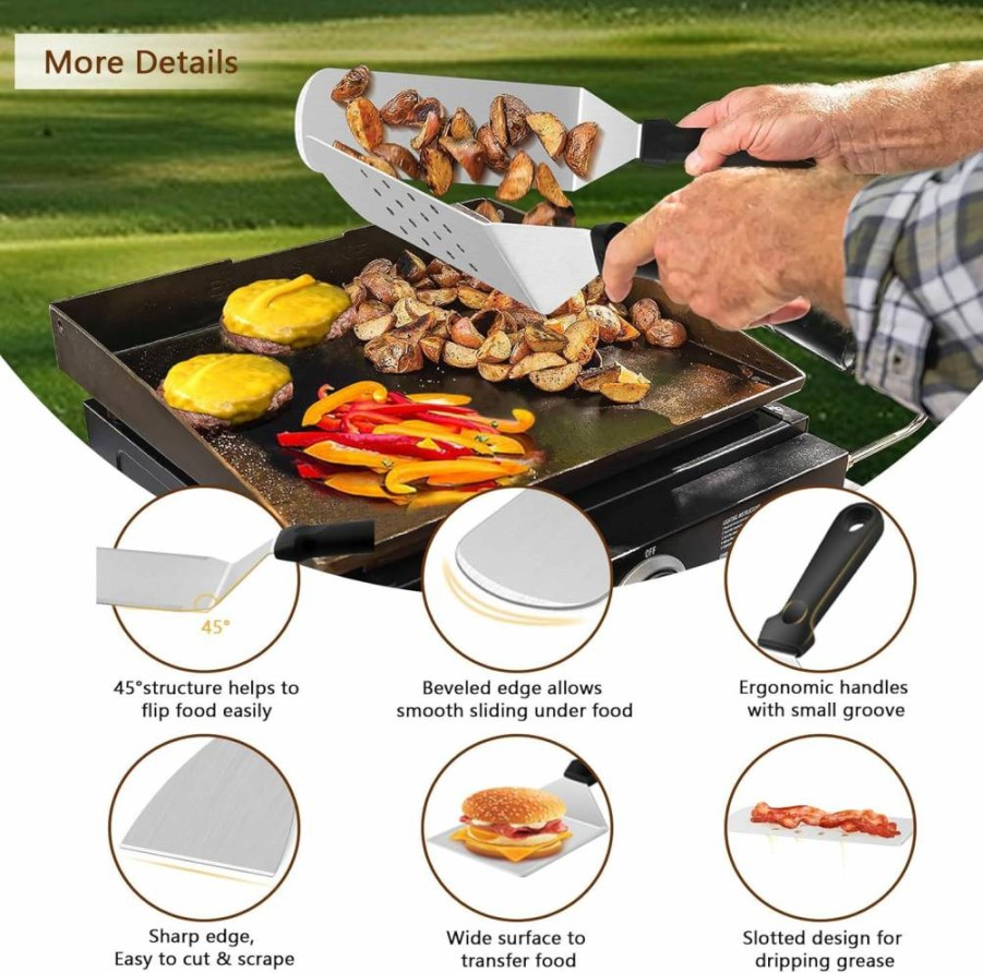 Joyfair 25-Piece Stainless Steel Griddle Accessories Kit with Melting Dome, Spatulas, Basting Covers & Burger Press for Outdoor BBQ, Teppanyaki, Hibachi, and Flat Top Grilling
