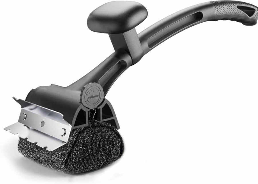 TMEDW Grill Brush with Replaceable Bristle-Free Head & Reinforced Scraper – Safe BBQ Cleaning Tool for Porcelain, Gas, Charcoal, Smoker & Cast Iron Grills – Heavy-Duty Outdoor BBQ Accessories (Black)