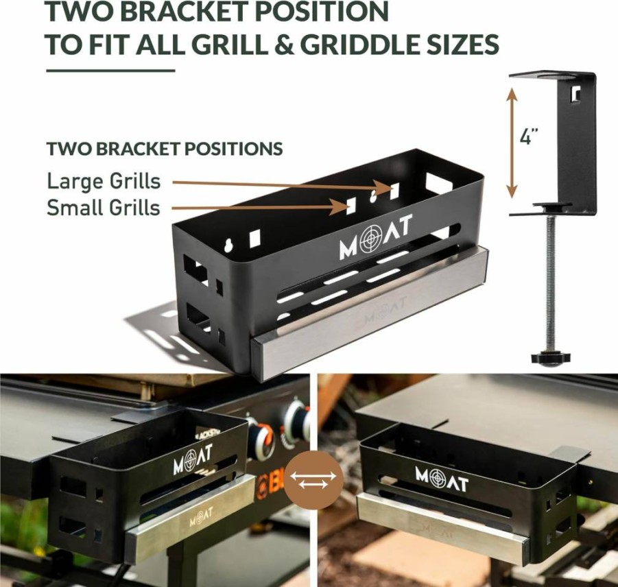 MOAT Grill & Griddle Caddy Plus - Magnetic Utensil Holder, Large Trash Bag Organizer Compatible with Blackstone & Weber Grills - Outdoor Cooking Accessories
