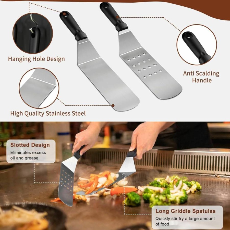 SouAny 27Pcs Blackstone Griddle Accessories Kit - Grill Tool Set with Spatulas, Scraper, Grill Press, Basting Cover for Blackstone, Camp Chef & Flat Top Grills - BBQ Cooking Essentials