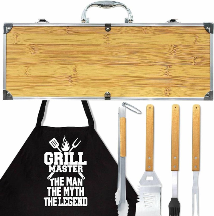 Taesun Premium BBQ Grill Utensil Set - Heavy Duty Stainless Steel Tools with Non-Slip Handles, Portable Carrying Bag - Ideal Father's Day Gift for Dad from Daughter, Birthday & Backyard Grilling Accessories