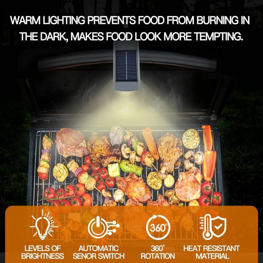 MaiMaiYa Solar Rechargeable LED Grill Light with Auto On/Off for Outdoor BBQ, Griddle & Grill Accessories