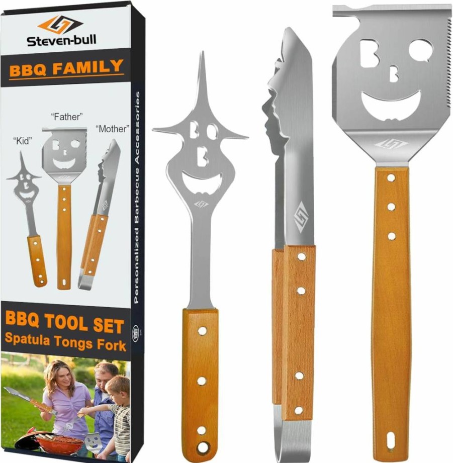 STEVEN-BULL S Premium 16-Inch Extra Long BBQ Grill Tools Set - Heavy Duty Stainless Steel Grill Accessories for Outdoor Cooking, Perfect Grilling Gifts for Men & Grill Masters