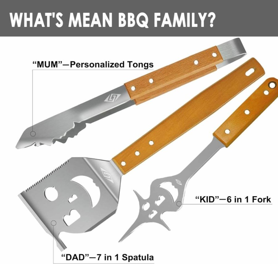 STEVEN-BULL S Premium 16-Inch Extra Long BBQ Grill Tools Set - Heavy Duty Stainless Steel Grill Accessories for Outdoor Cooking, Perfect Grilling Gifts for Men & Grill Masters
