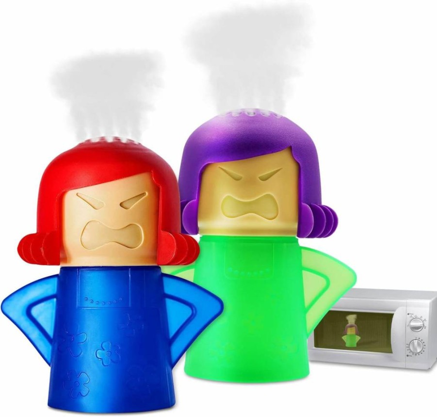 Abnaok 2-Pack Angry Mama Microwave Steam Cleaner – Quick & Easy Oven Cleaning with Vinegar & Water, Includes English Manual for Home & Office Use