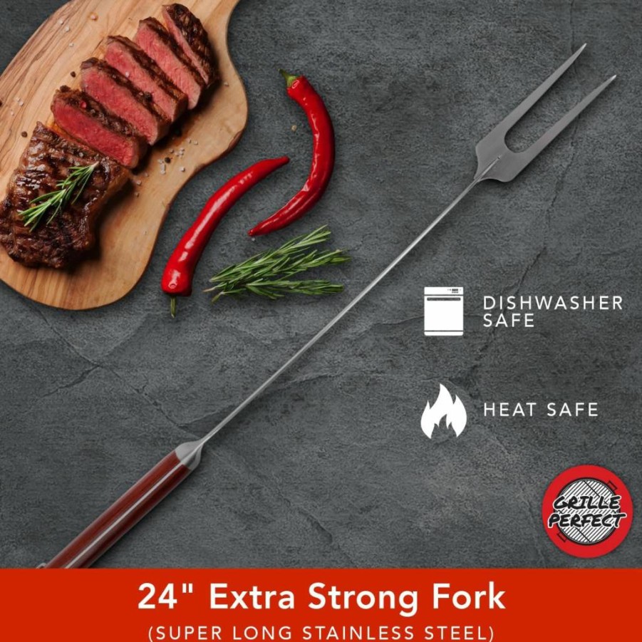 Grille Perfect 24-Inch Stainless Steel Grill Spatula with Hardwood Handle - Extra Long, Curved Neck for BBQ, Outdoor Kitchen & Fire Pit Cooking