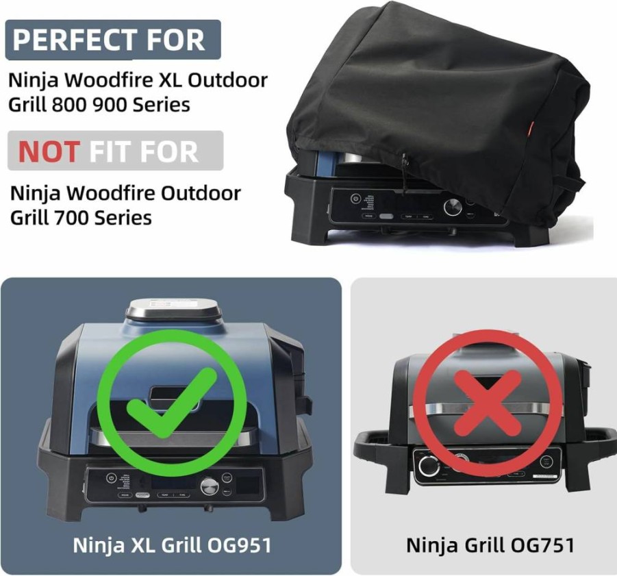 TRAVELIT Waterproof Windproof Grill Cover for Ninja Woodfire Pro Premium XL OG900/800 Series Outdoor Smoker Air Fryer with Drawstring Closure