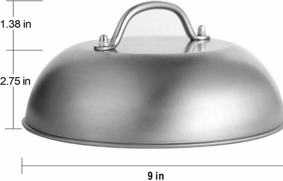 Jirktiy 9-Inch Stainless Steel Burger Melting Dome - Commercial Grade Griddle Cover for Smashed Burgers, Flat Top Grills & Outdoor Cooking